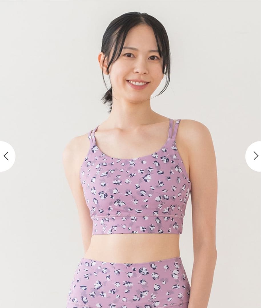 スカーラ フラワープリント　セパレートタンクトップ Mサイズ　ダスティピンク