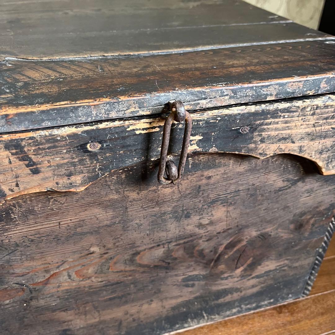 【アンティーク】味のある古い木箱 道具箱 工具箱 ベンチ 古木 古道具 古民具