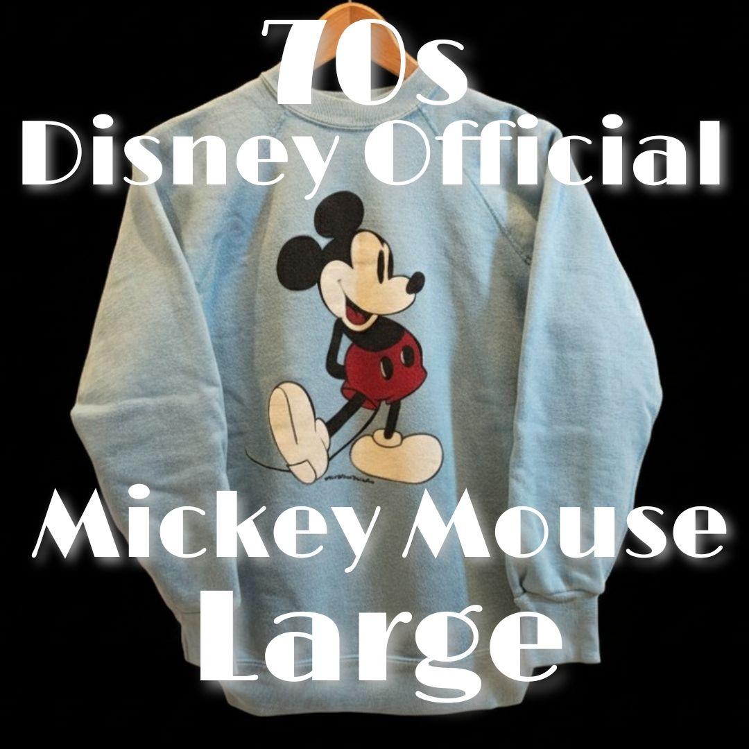 W*ス様 70s スウェット ディズニー ミッキー 白足 水色 ビンテージ 脇下