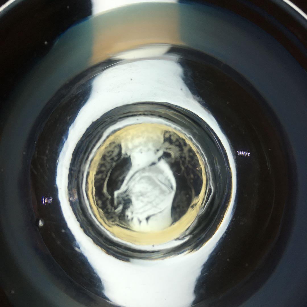 氷コップ③ 乳白色 薄水色縁 5個セット 大正ガラス