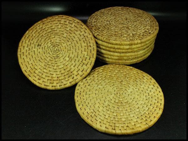 茶道具 竹皮網 円座 九枚 露路 待合(K-A988)