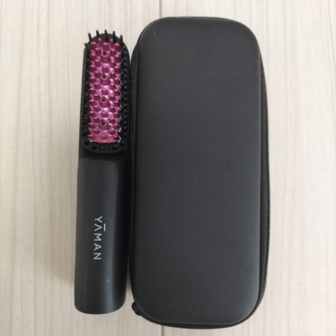 YAMAN ブラシヘアアイロン 黒/ピンク ケース付き