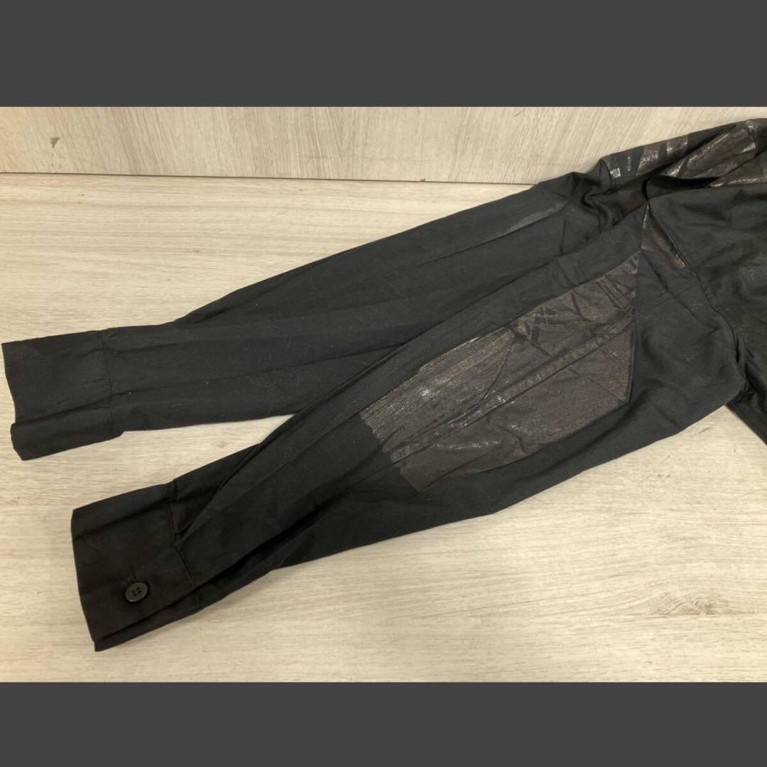 ミーイッセイミヤケ ブラウスシャツ 箔押し プリーツ ブラック サイズF