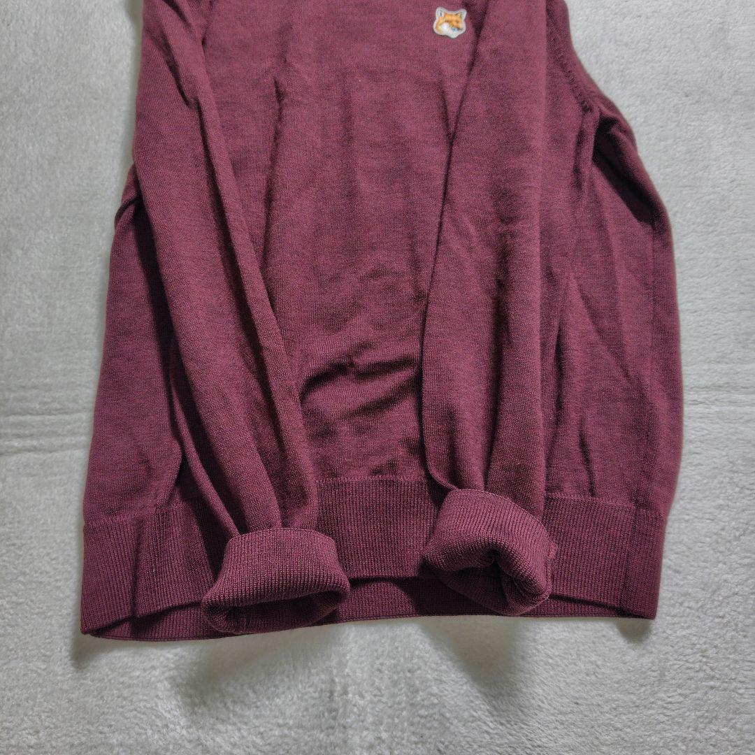 極美品　XL　現行　メゾンキツネ　セーター　ワンポイント　刺繍　ワインレッド