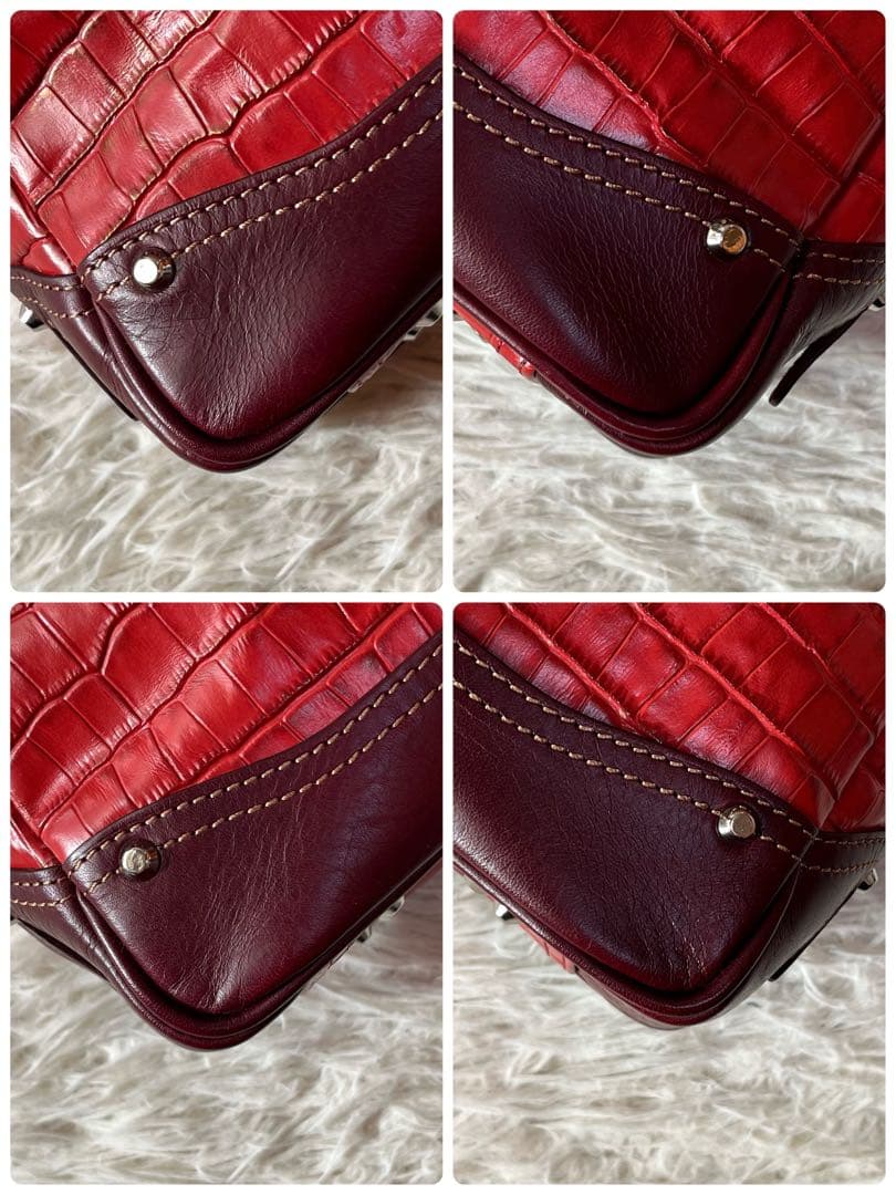 【美品】キーファーノイ　アモーレ　クロコ型押し　レザー　ブリーフケース