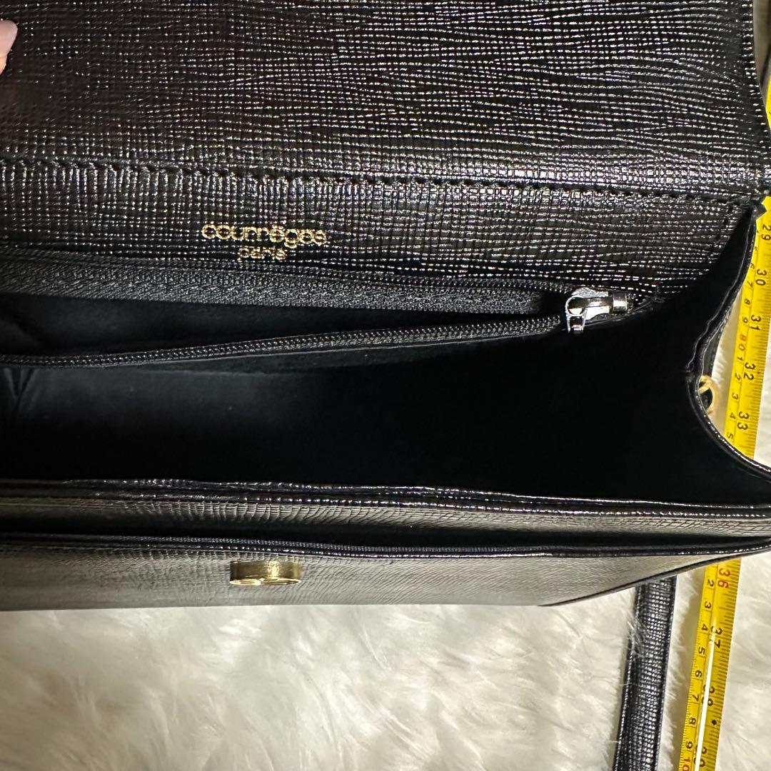 courregesクレージュ2wayハンドバッグショルダーバッグ黒金ロゴ レザー