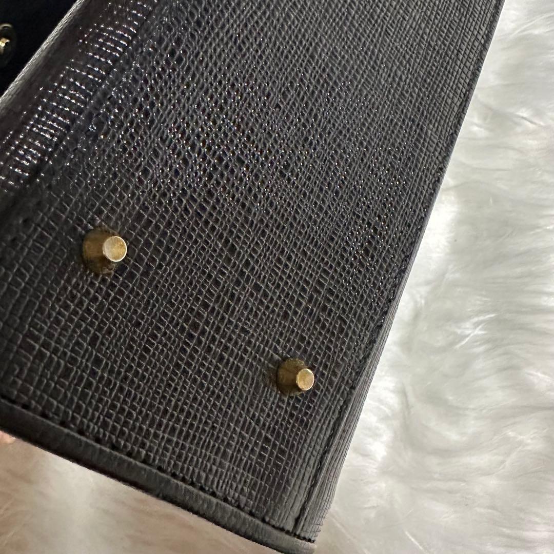 courregesクレージュ2wayハンドバッグショルダーバッグ黒金ロゴ レザー