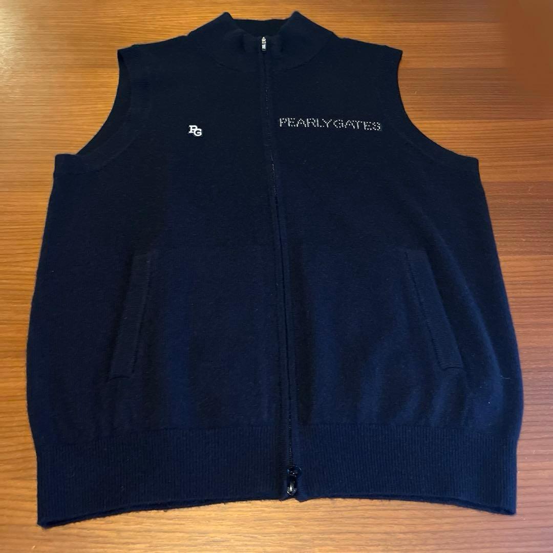 PEARLY GATES カシミヤ100 フルジップアップニットベスト