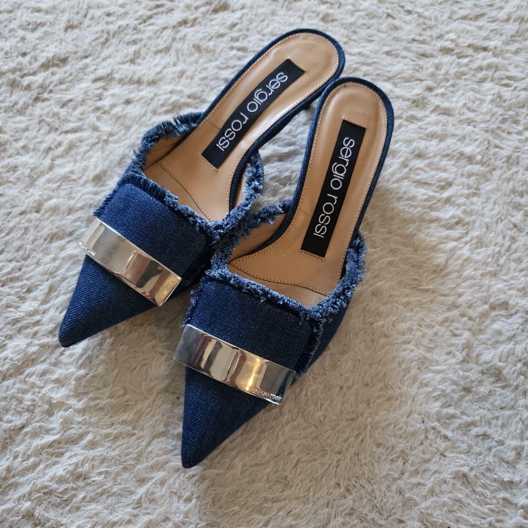 美品セルジオロッシ デニム ミュール 35.5