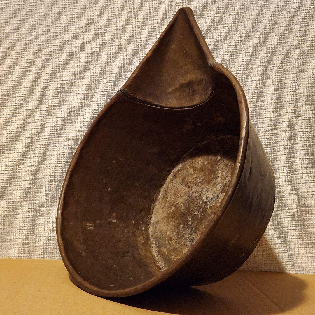 ホッパーボウル 古銅 缶 当時もの 無塗装 希少 茶道具 店頭 什器