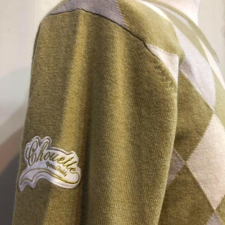 新品未使用 ゾーイ ゴルフ ウール カシミア セーター オリーブ アーガイル