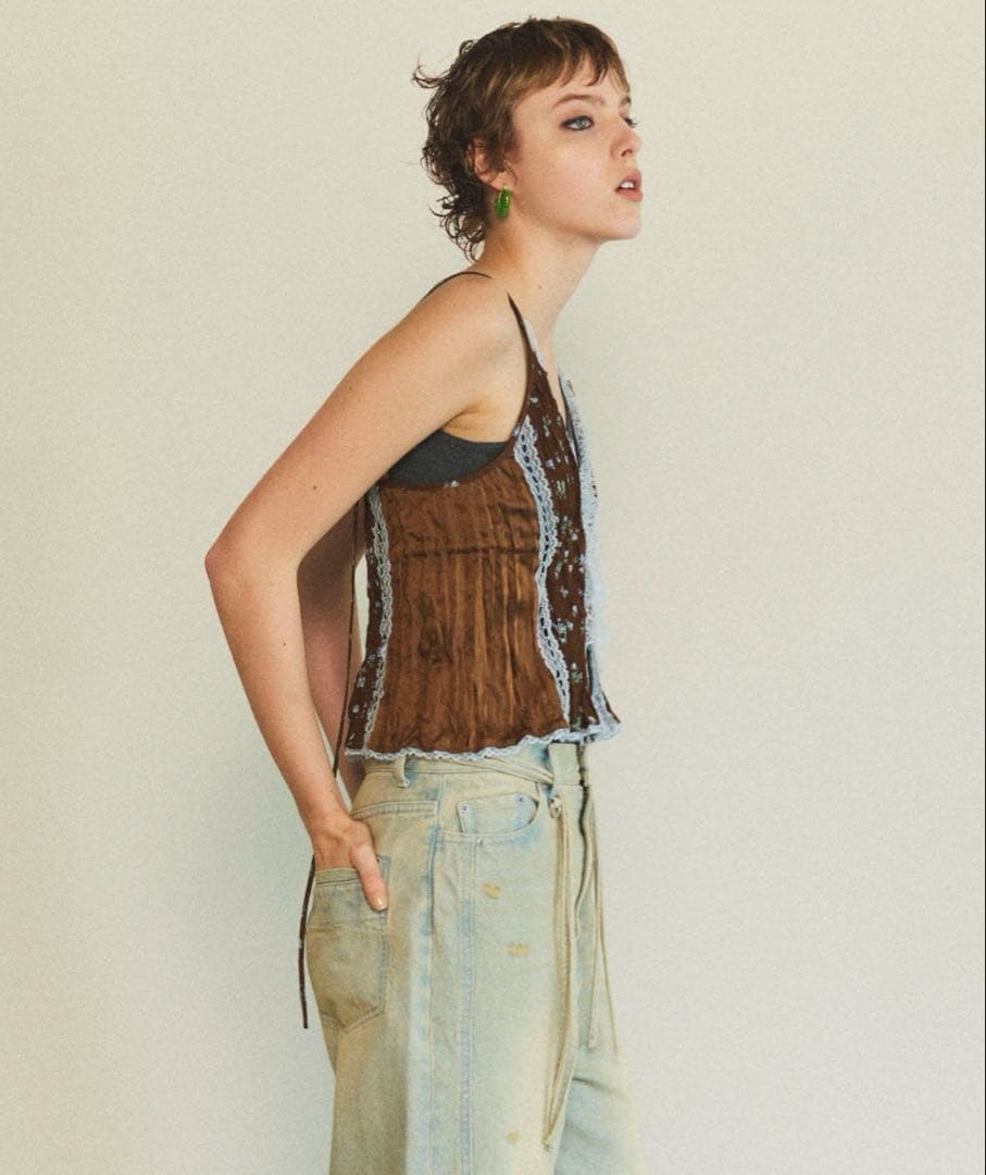 MAISON SPECIAL スモールフラワーワッシャーキャミソール