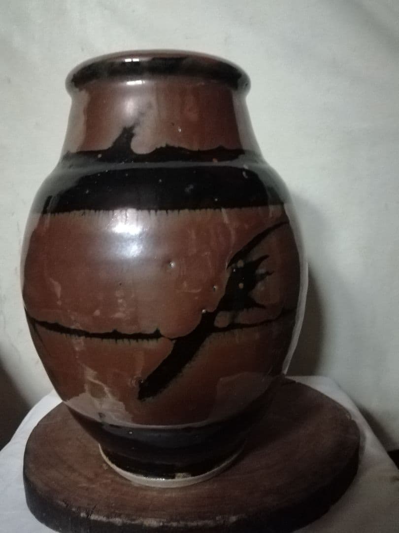 人間国宝. 濱田庄司さんの掛分指描花瓶