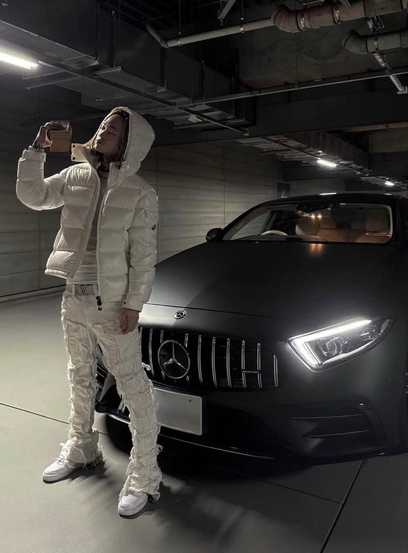 valabasasバラバサス クラッシュリペアスキニーフレアデニム ホワイト30