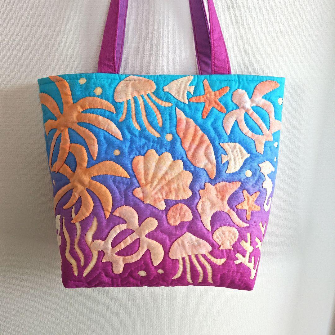 ハンドメイド　ハワイアンキルトバッグ