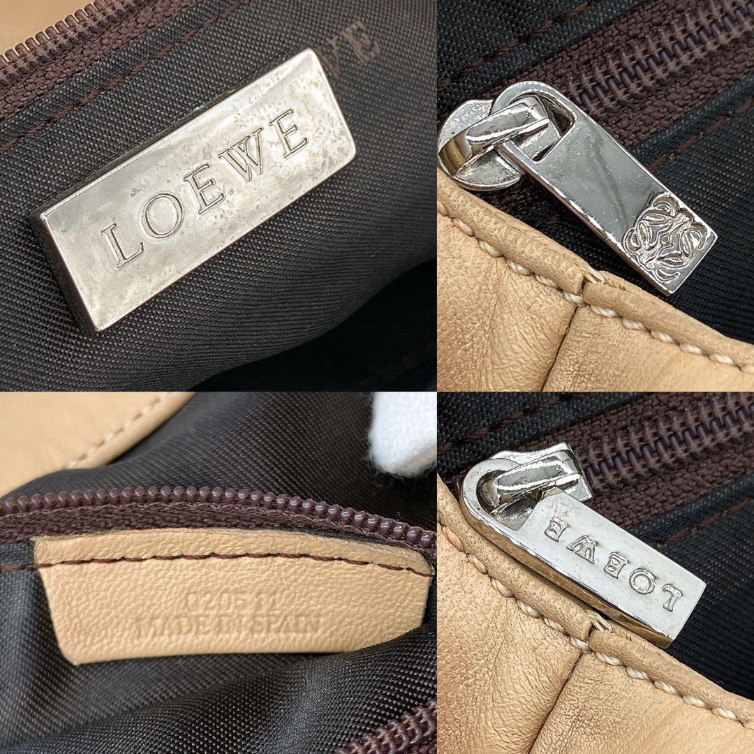 【LOEWE】ハンドバッグ　アナグラム　ノットハンドル　レザー　ベージュ