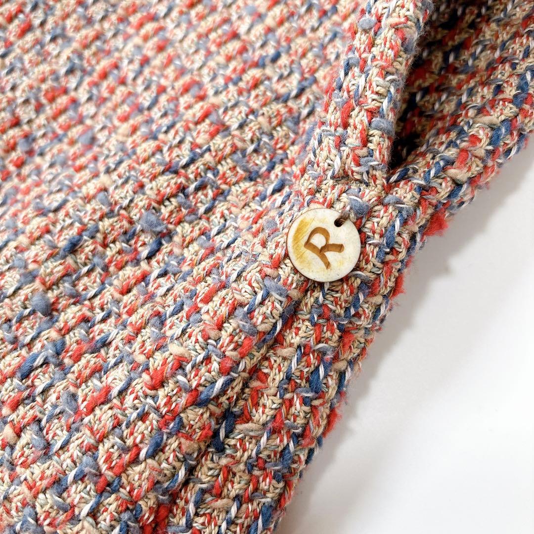 美品⁑45rpm コットンツイードロングワンピース　Aライン　フリンジ　レッド