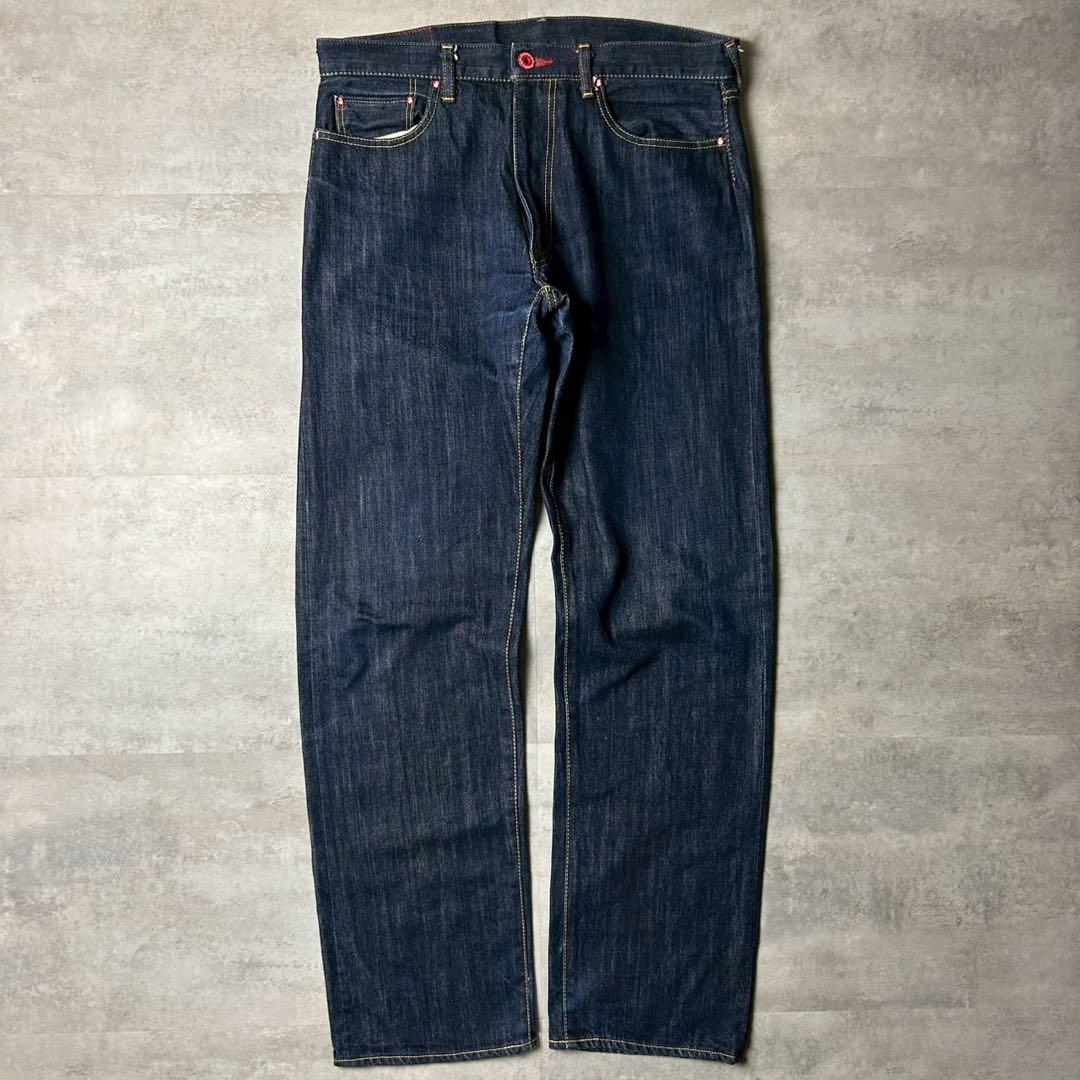 美品 CUNE デニムパンツ 36インチ 2連ウサギ リジットデニム 濃紺