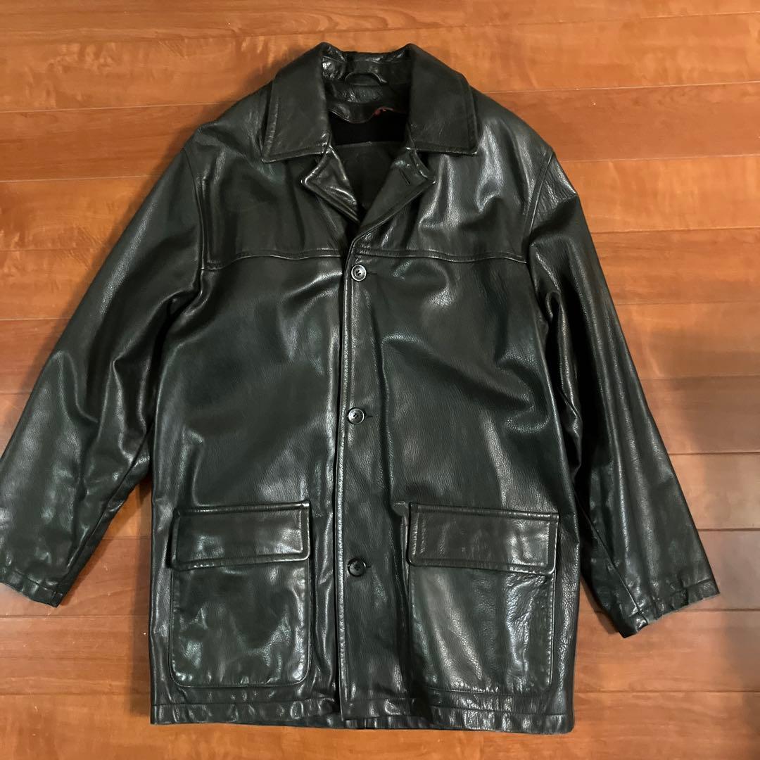 COACH ブラックレザー コート　Ｌ　牛革