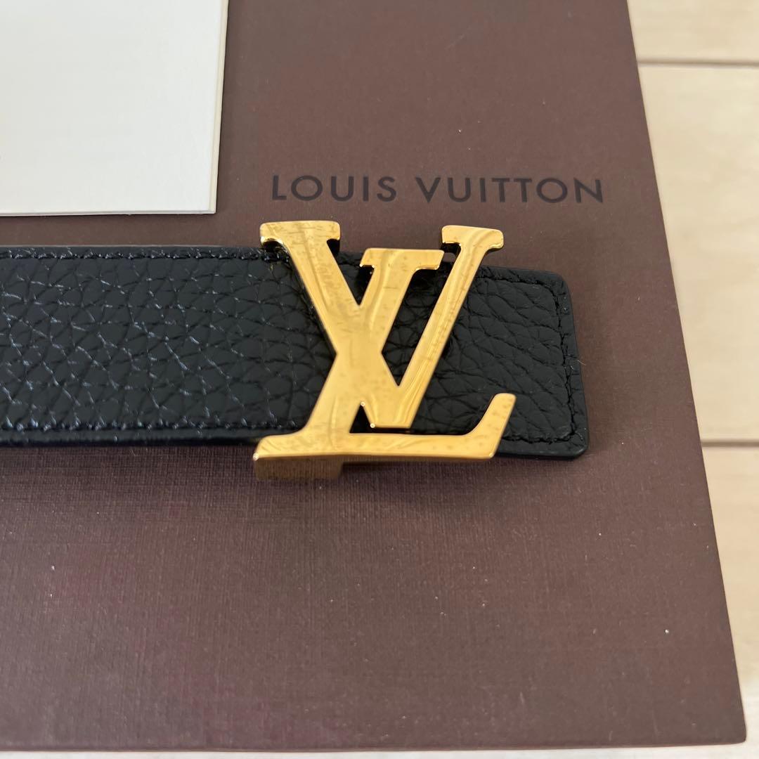 ヴィトン　リバーシブル　ベルト　サンチュール・イニシャル　マドレーヌ黒×キャメル