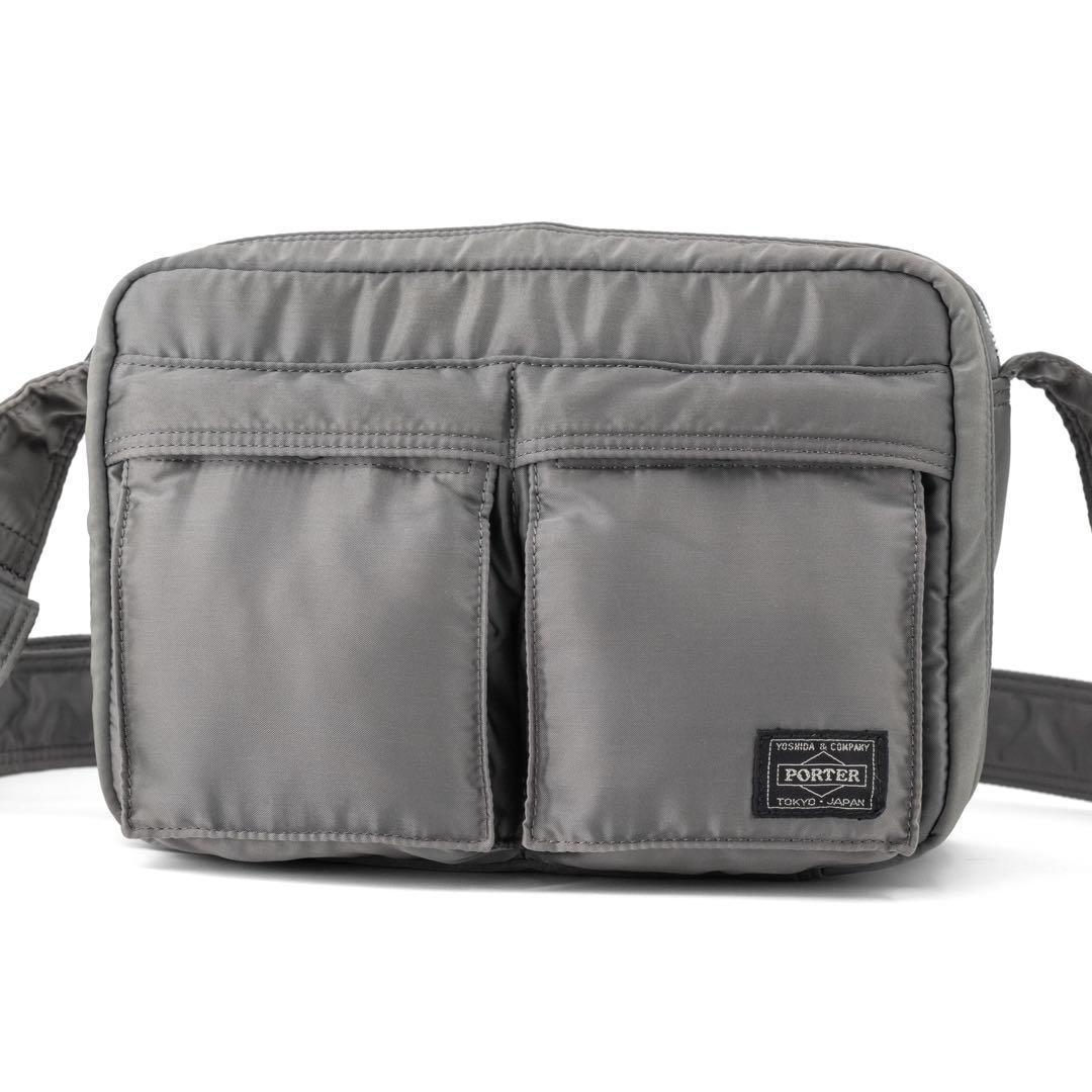 A039【美品】ポーター／タンカー　スリングバッグ　ショルダー　シルバーグレー