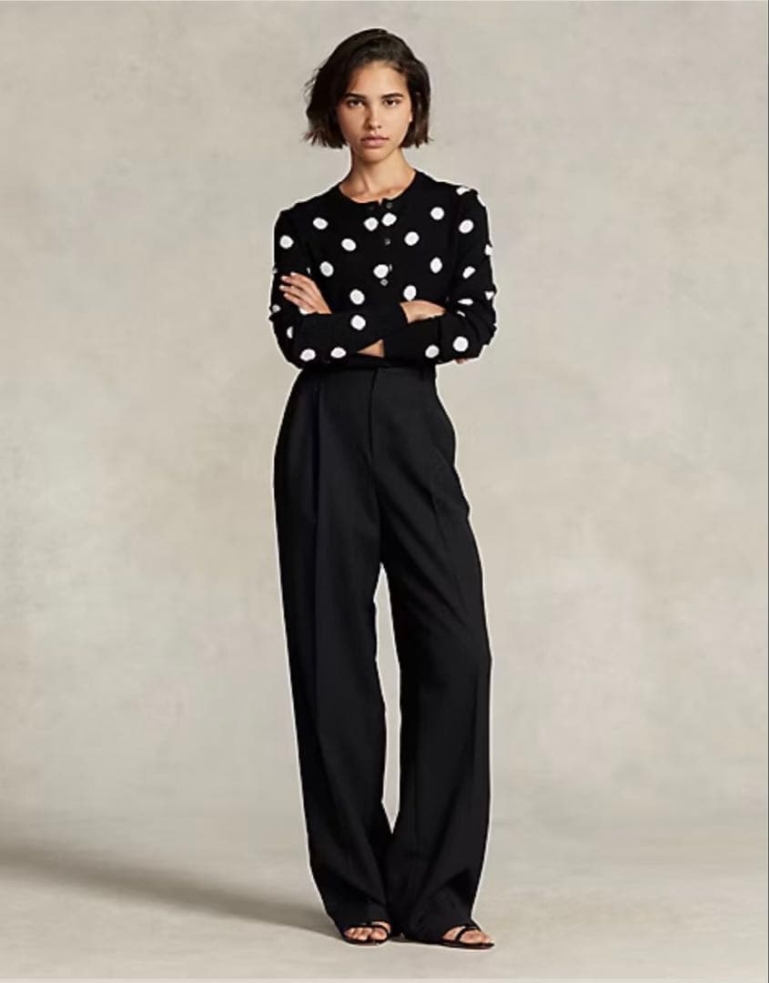 【未使用】ポロラルフローレン雑誌掲載ウール100%ドット柄ショートカーディガン