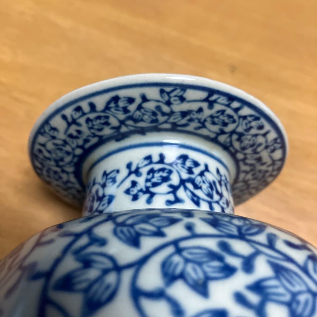 染付花唐草文六角縁高台杯（杯洗？）