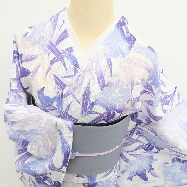 新品 綿絽 撫松庵 百合ぼかし 洗える夏着物”百合の花景色”小紋 浴衣 6265