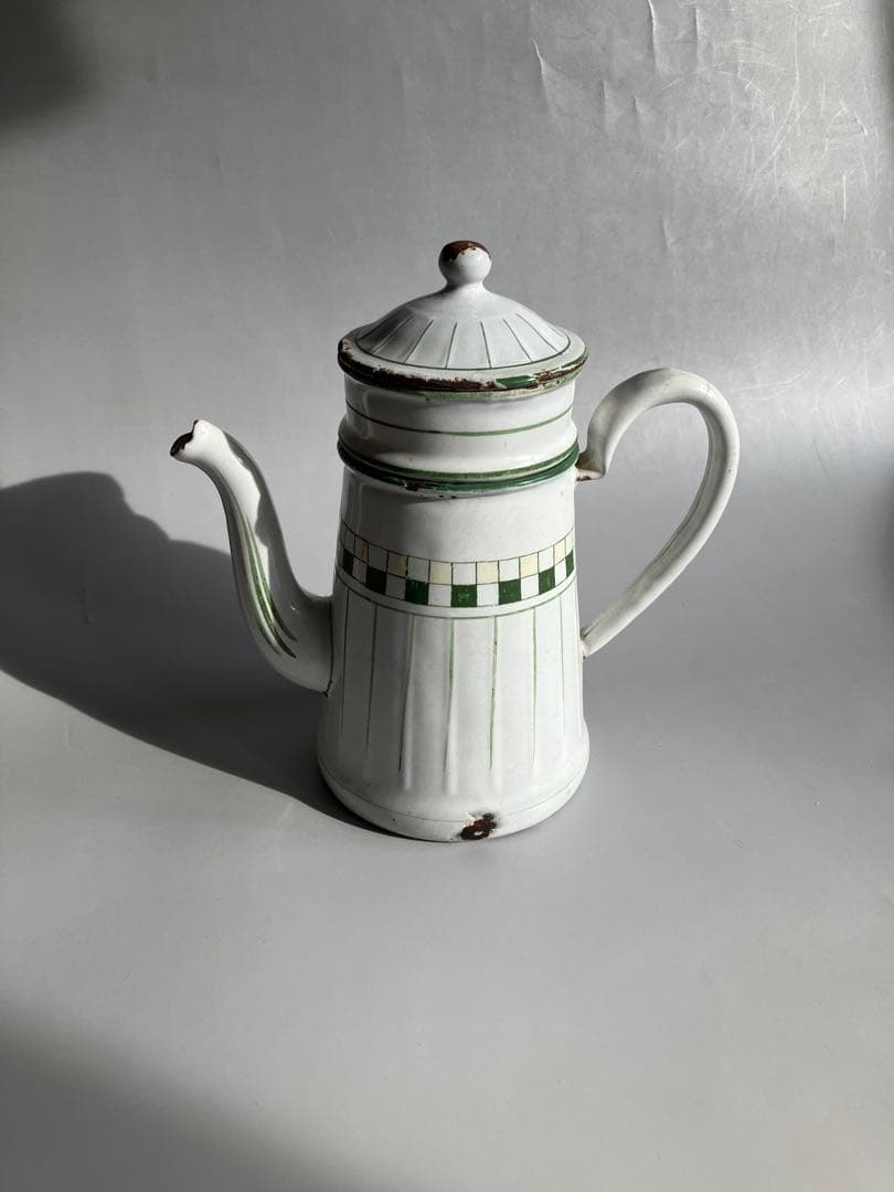 アンティーク　BF(BB)社　小振りなホーローポット　コーヒーポット　琺瑯