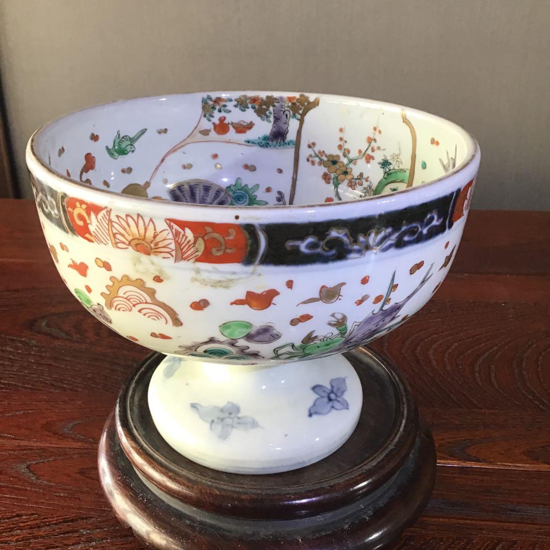 古伊万里金彩色絵　　瓢箪から駒図柄盃洗　　　　江戸期