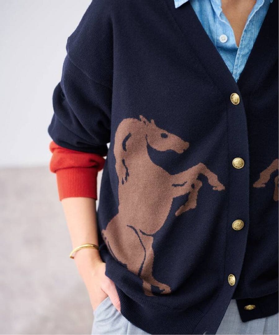 FRAMeWORK Horseインターシャ カーディガン