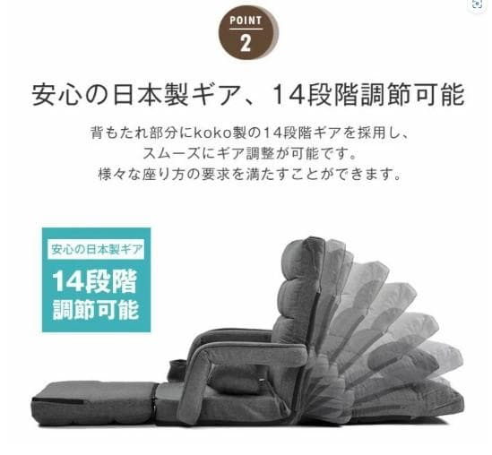 新品　座椅子 肘掛け サイドポケット付き　4way　リクライニング 42段ギア