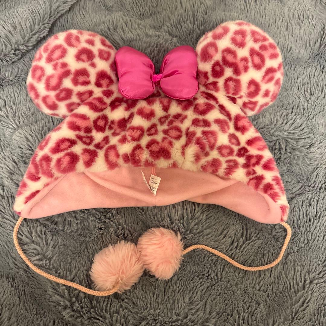 ミニーファンキャップ ヒョウ柄ピンクディズニーレオパード