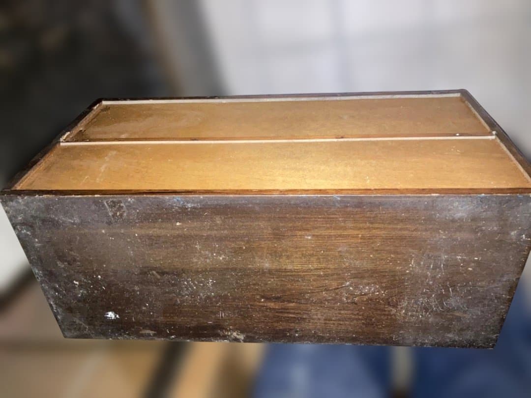 ビンテージ　すとらいぷガラス　昭和　木製キャビネット ストライプガラス扉付き