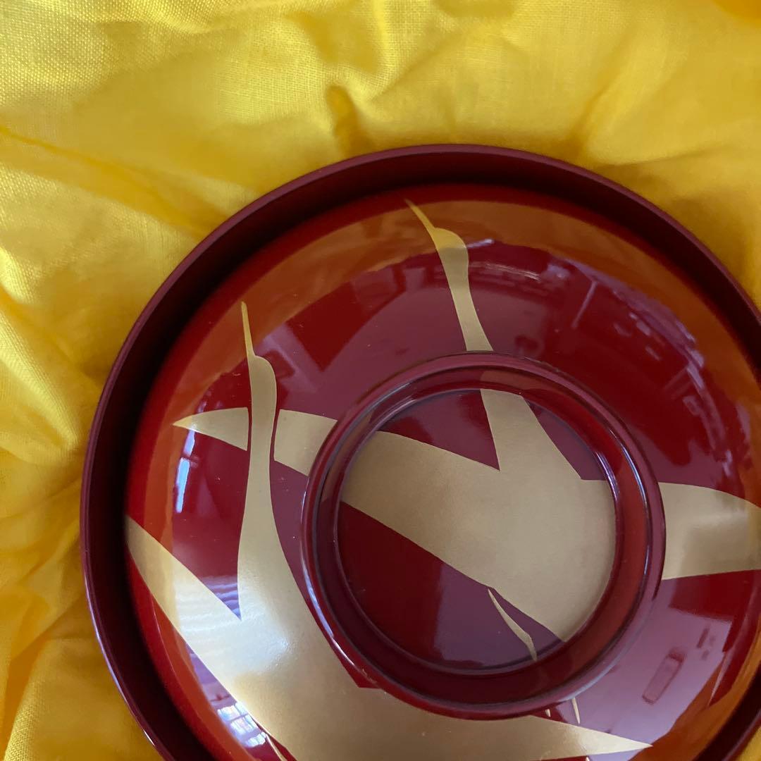 未使用　輪島塗　高州堂　蓋付　夫婦椀　鶴