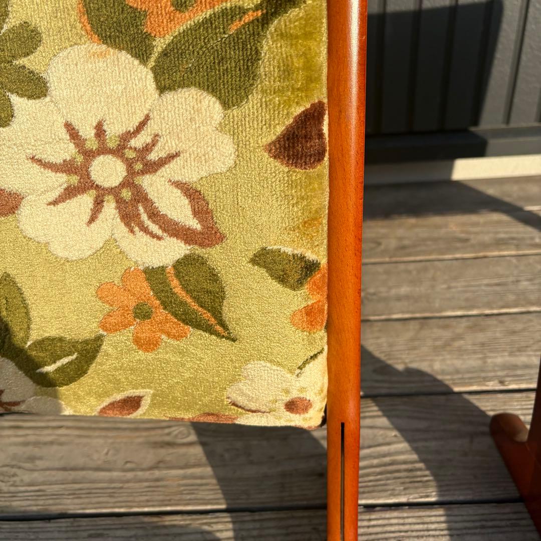 ①昭和レトロ ニチハン 花柄座椅子 2脚セット 花柄 和モダン 折りたたみ古家具