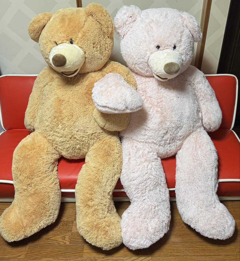 大きいクマのぬいぐるみ ベージュ・ピンク