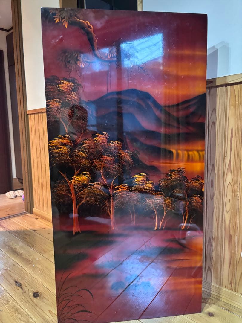 超美品　螺鈿　パテーション 衝立 「馬倒成功」 衝立 漆塗り 馬柄 枕屏風