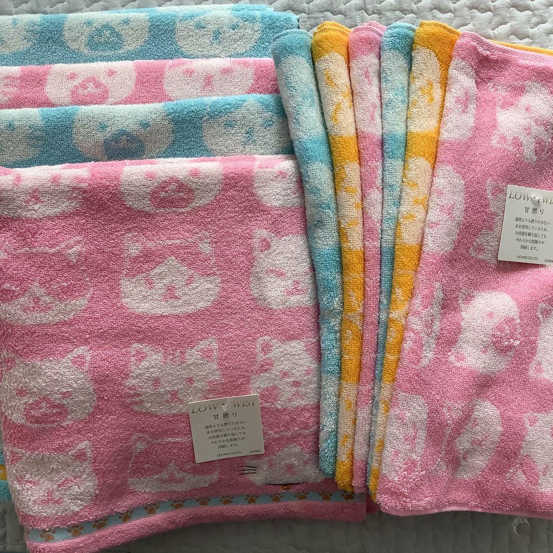 UCHINO 甘撚り バスタオル フェイスタオル まとめ売り 猫 ふわふわ