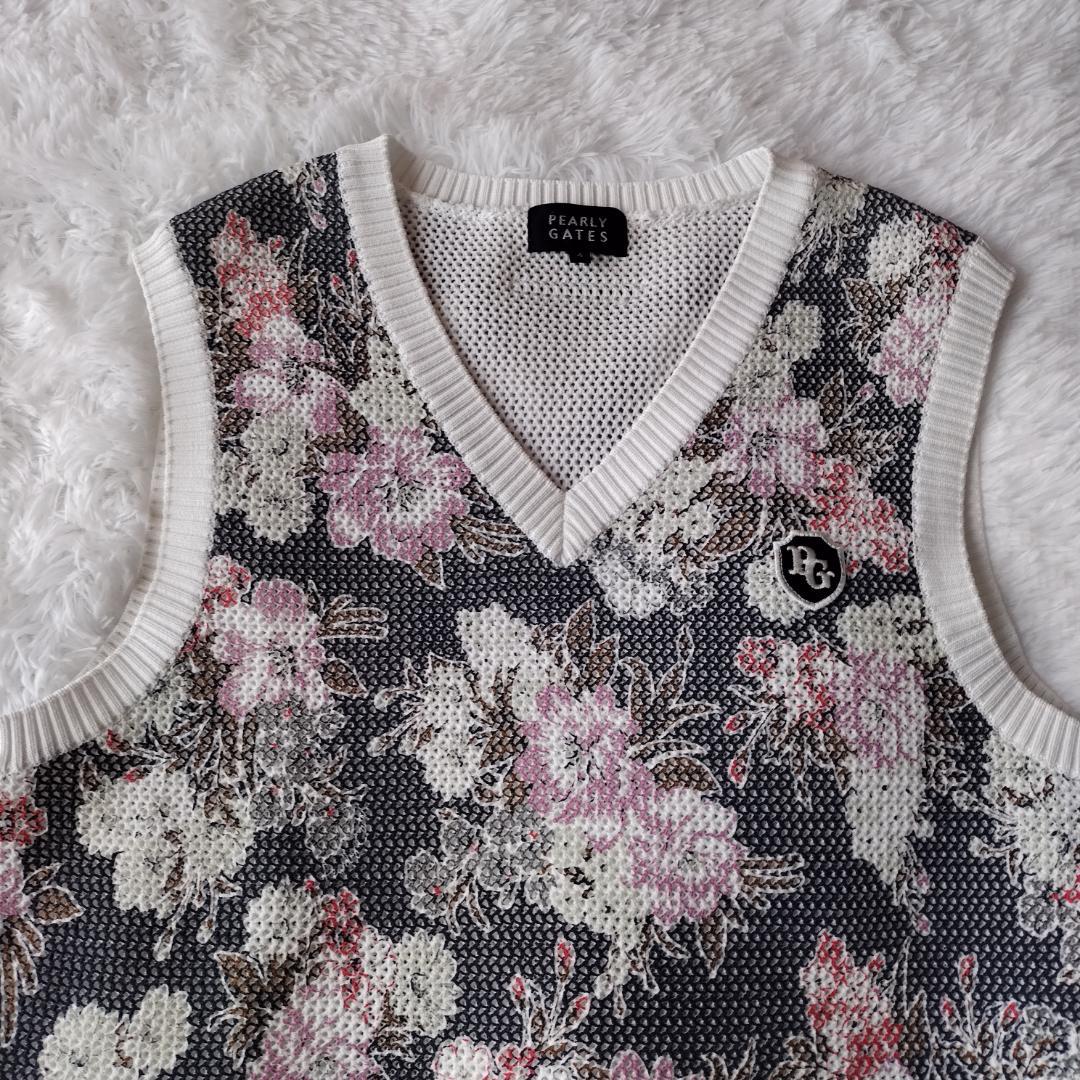 【完売品】パーリーゲイツ LIBERTY プリント Vネック ニットベスト 花柄