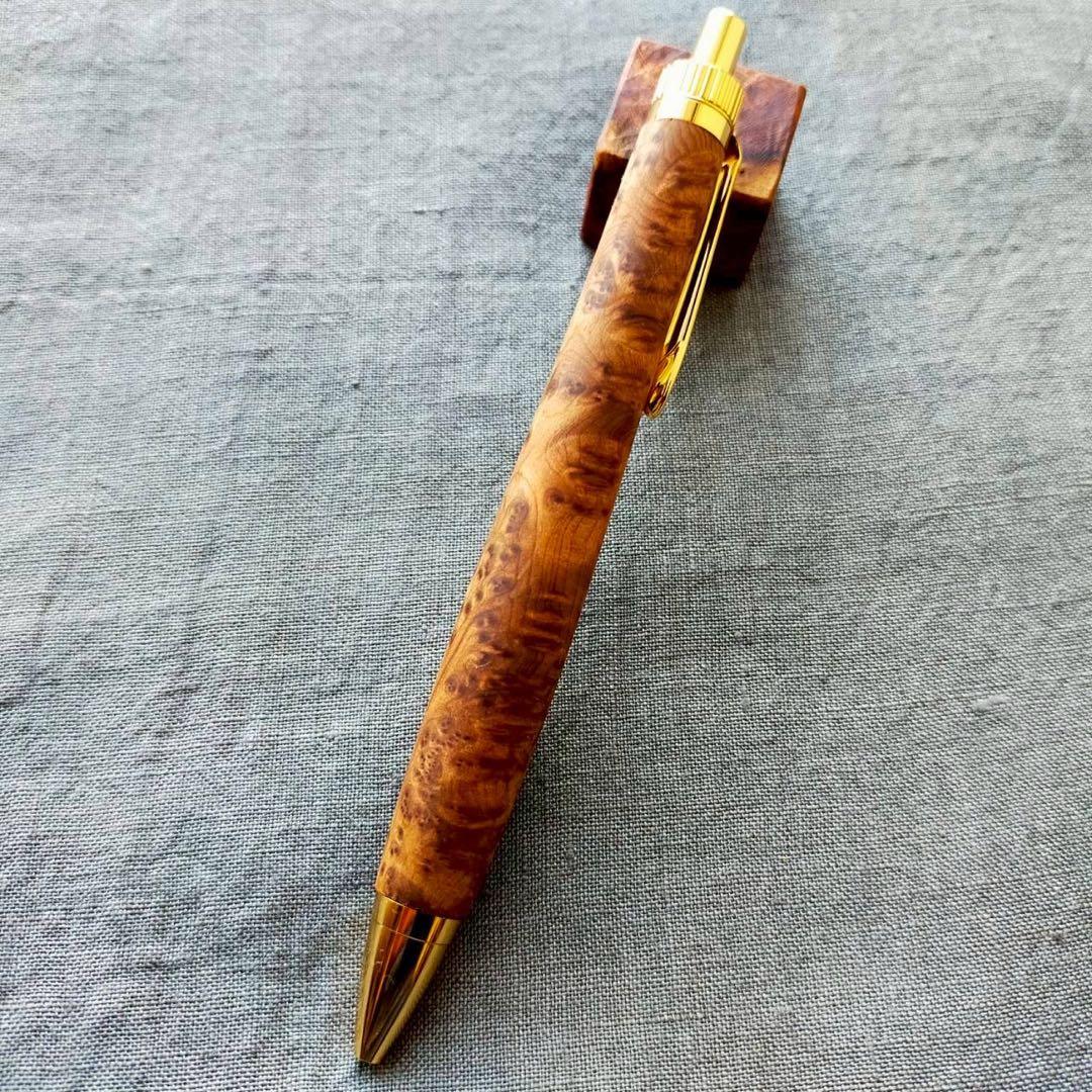 特上　台湾紅檜瘤　ハンドメイド　木軸ボールペン　G2　天然木　ゴールド
