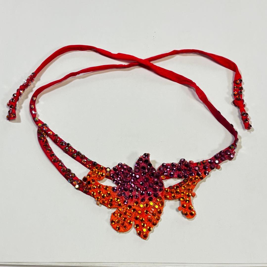 社交ダンスドレス ★ロビンフット製★朱色 6層スカート 競技用 使用3回