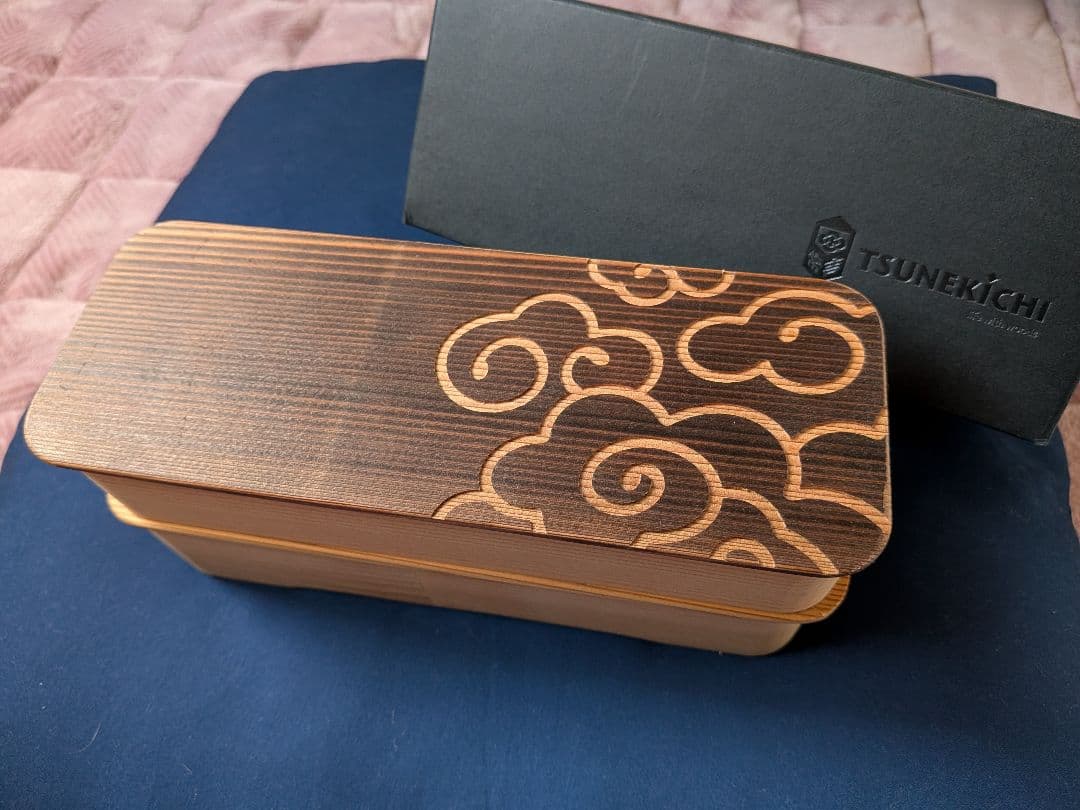 箱屋常吉 雲模様 木製弁当箱 2段 箸箱 ランチクロス他セット