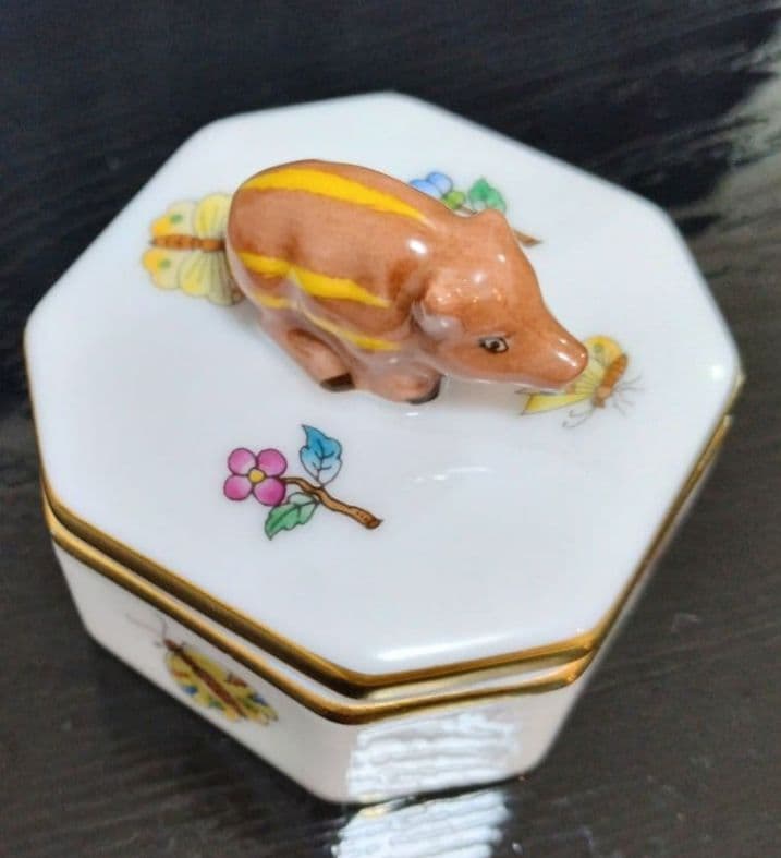 ヘレンド 干支 猪 亥 ウリボウ 瓜坊 ボンボ二エール 小物入れ 1点 八角