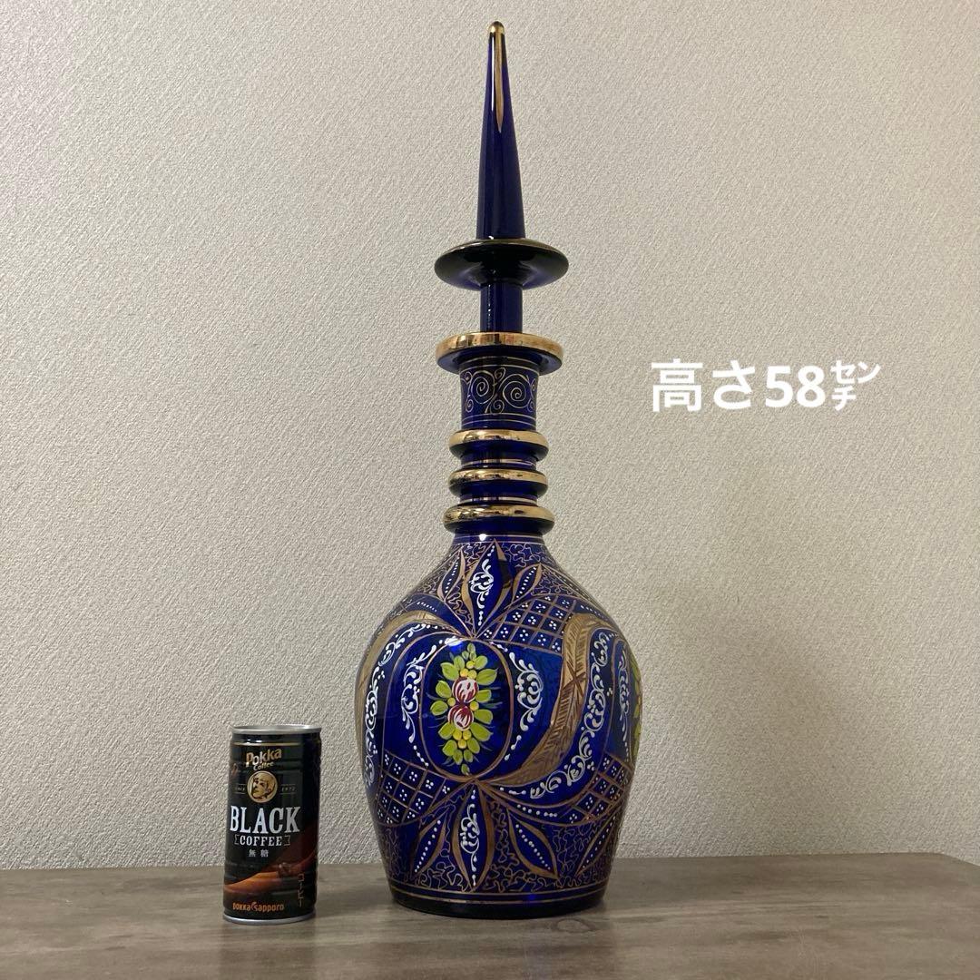 ボヘミアングラス　デキャンタ　珍品　特大　切り子　ヴィンテージ