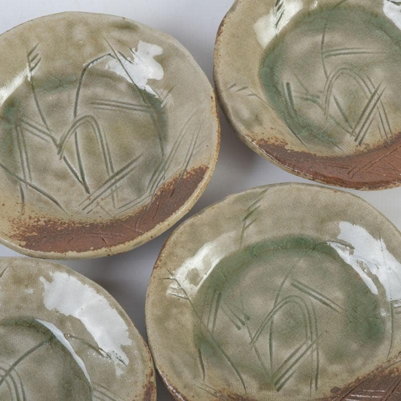 和食器　茶懐石　幸兵衛窯　灰釉　銘々皿　五客　共箱　N　9396