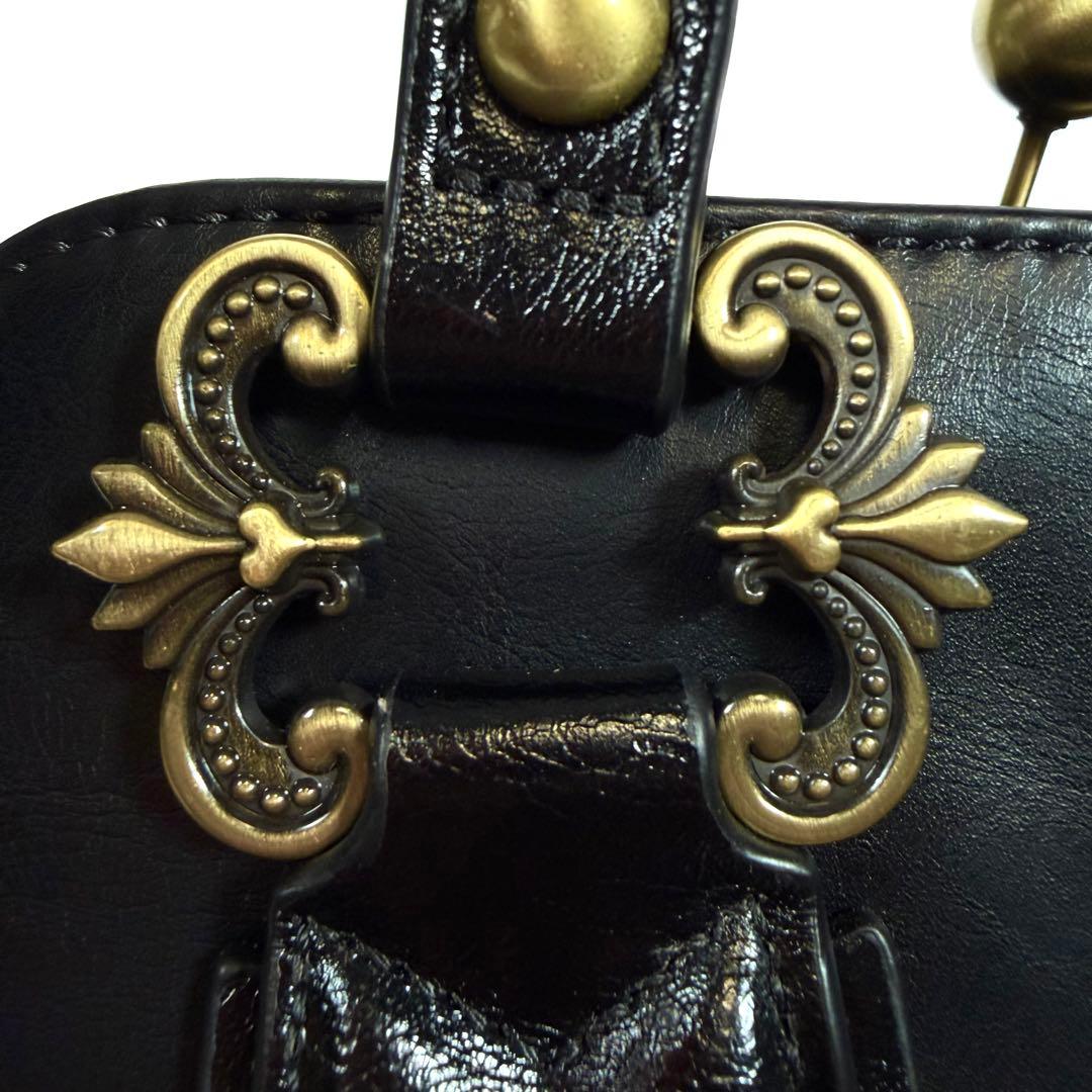 【未使用に近い】アナスイ　ハンドバッグ 2way がま口　ディディオン　黒