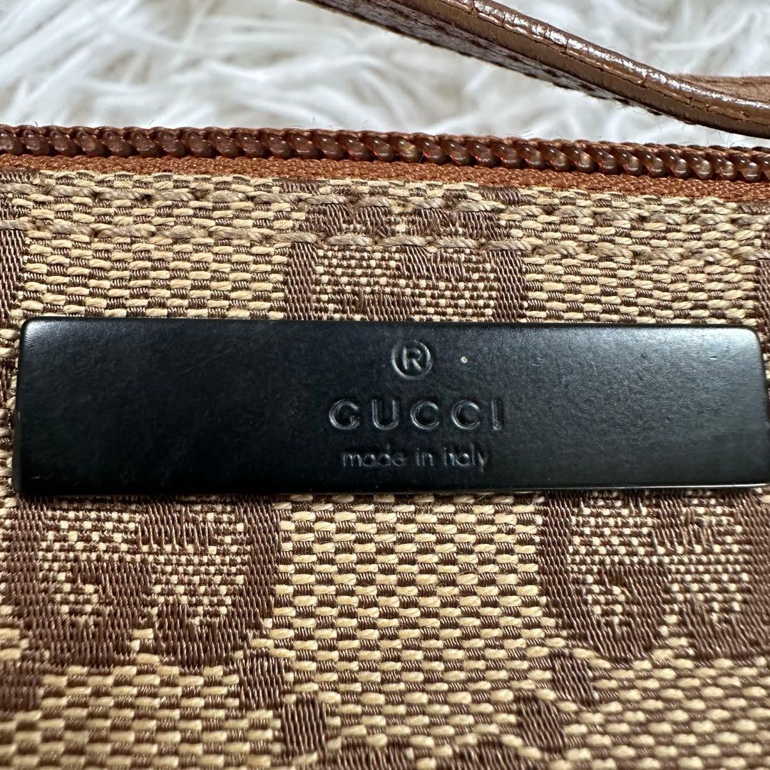 GUCCI グッチ アクセサリーポーチ GG柄 キャンバス ブラウン