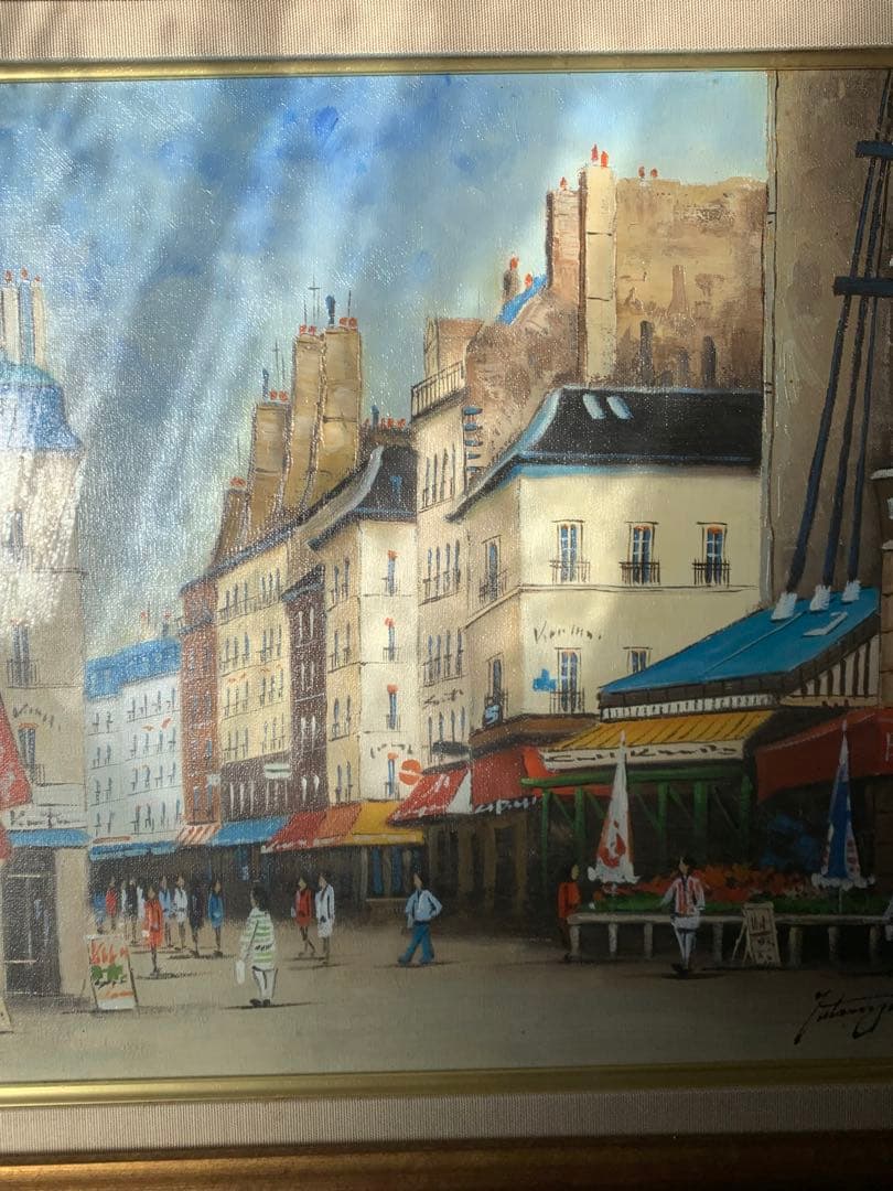 真作 中島達幸 『巴里のリユードビユイン風景』 油彩 F8号 豪華額装 油彩画