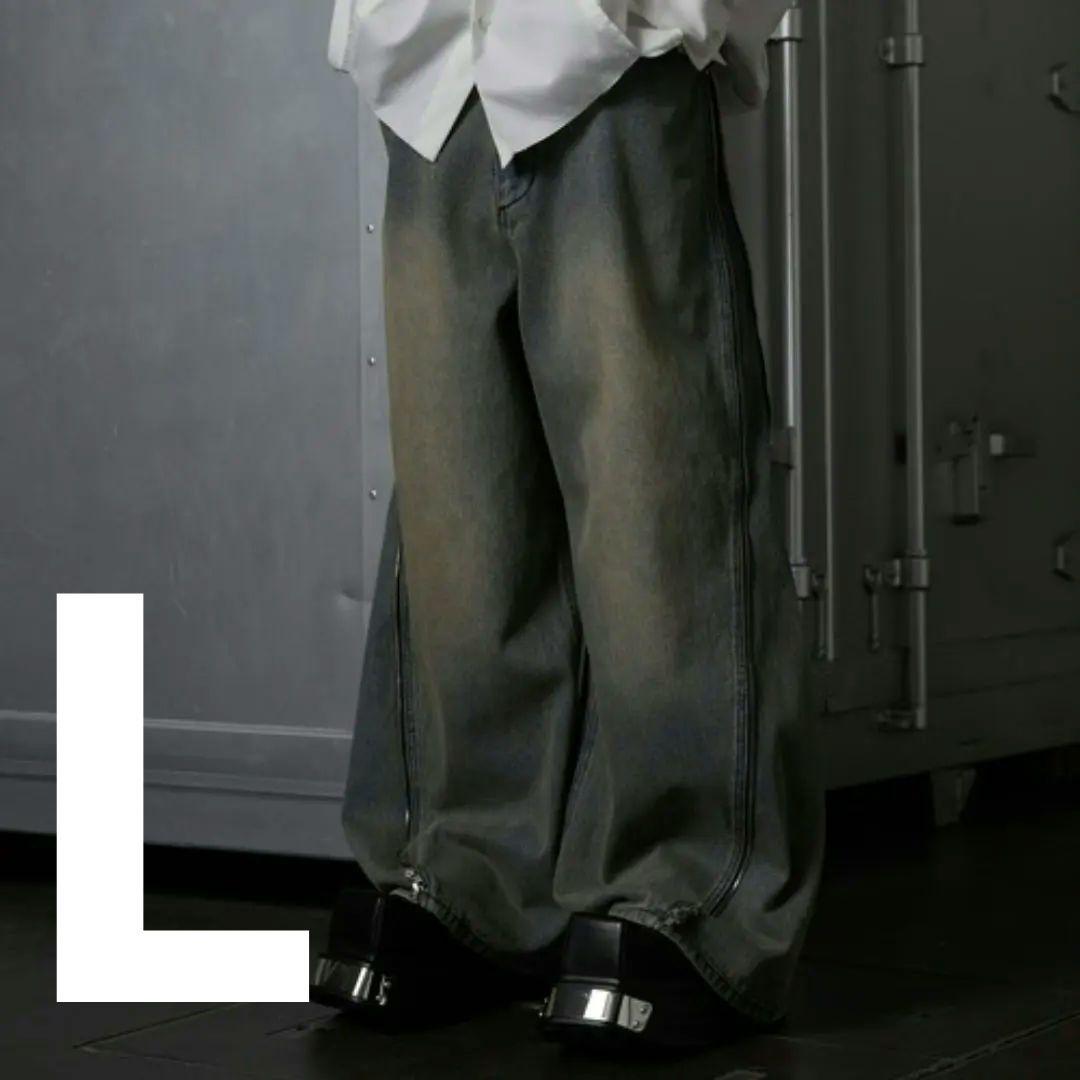 GRANCY グランシー ジップ バギー ブルー デニム パンツ Lサイズ